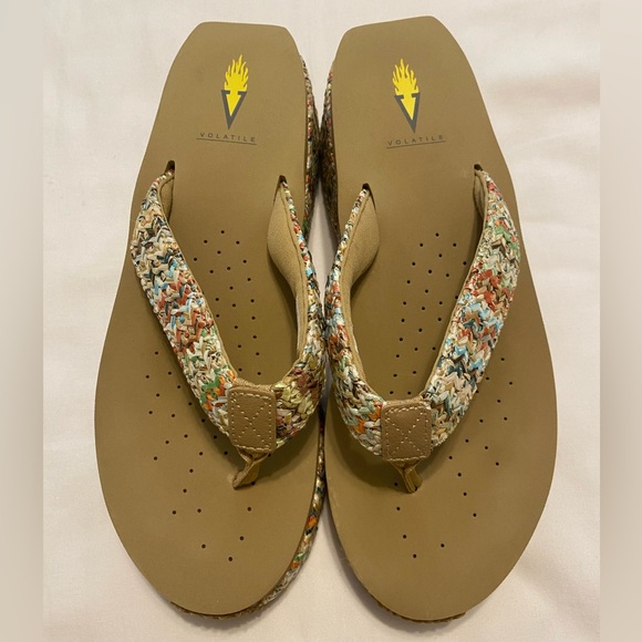New Volatile Women's Size 10 Multicolor Platform Wedge Sandals Flip Flops - Picture 1 of 11